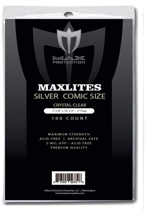 100 MaxLites 2 Silver Size Super Clear Comic Bags